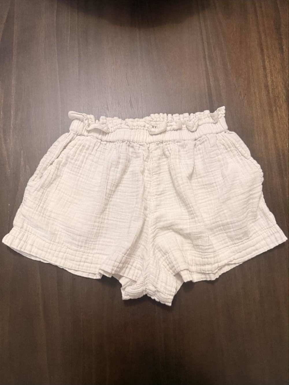 Roxy White High-Waist Gauze Elastic Shorts